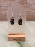 Yule Log with Holly Berry Dangle Earrings - Short Hooks