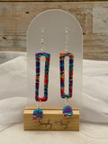 Colorful Abstract Open Rectangle & Square Dangle Earrings