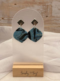 Teal Marble Leaf Dangles with Fringe Bottom
