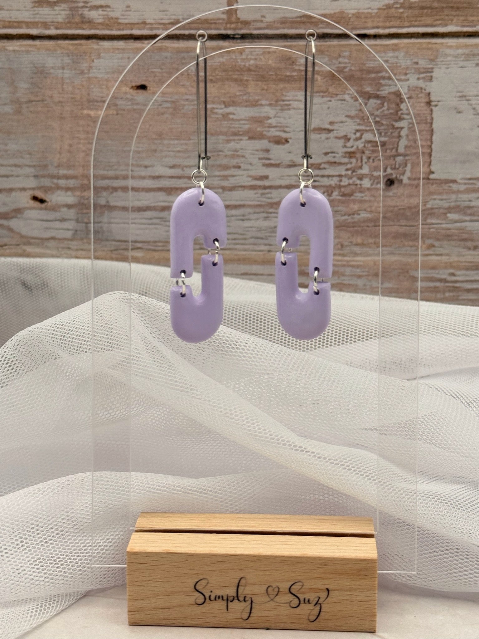 Lavender Interlocking Chain Link Dangle Earrings
