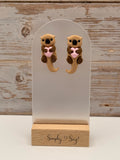 Otter Holding Heart Stud Earrings