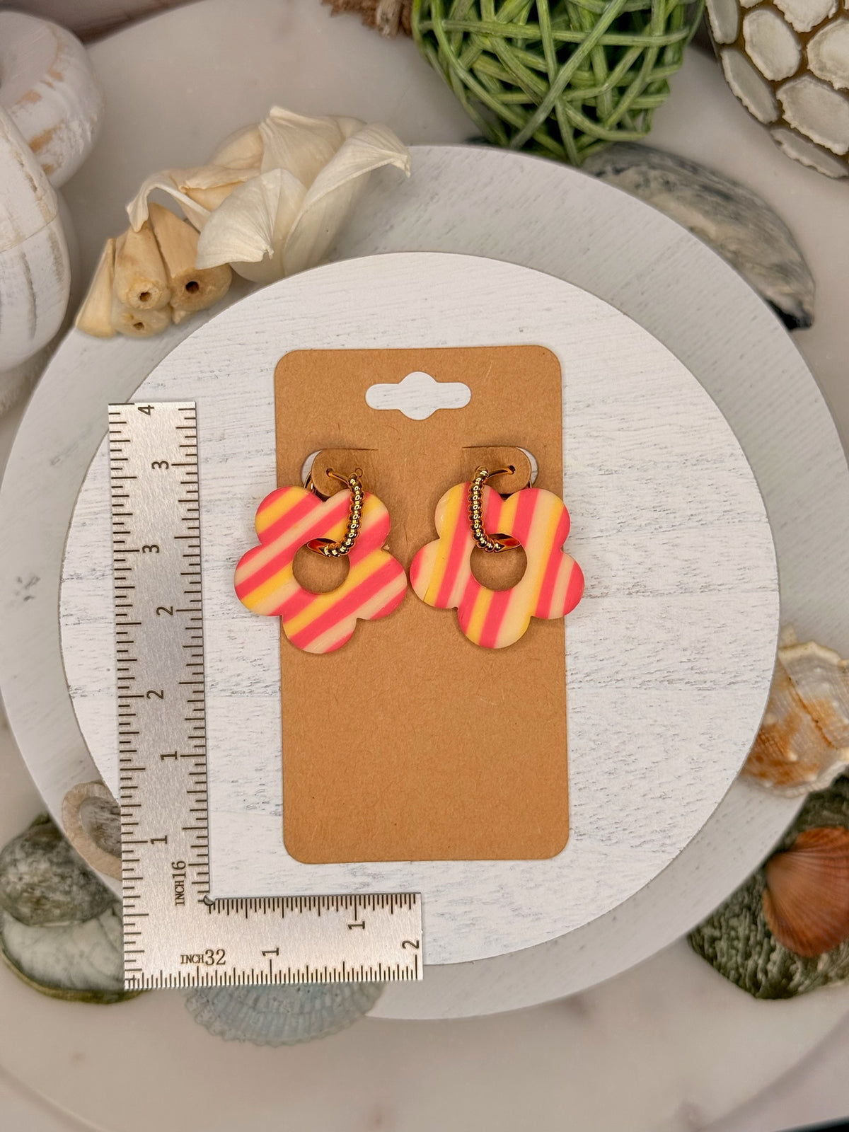 Sunset Stripe Flower Hoops