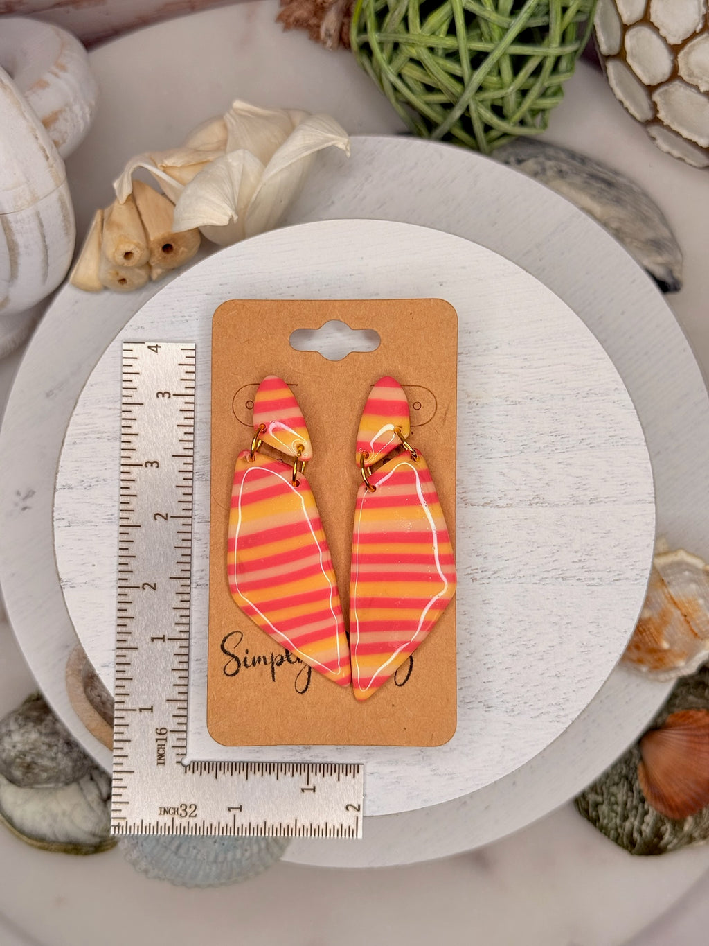 Sunset Stripe Feather Dangles