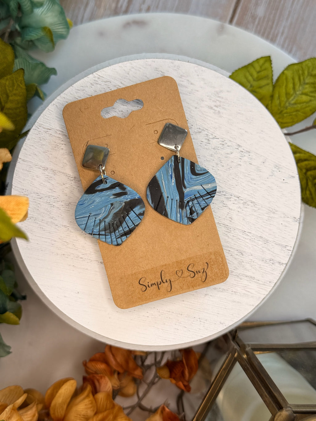 Wild Blue Leaf Dangles