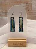 Ocean Blue Marble Rectangle Cutout Dangle Earrings