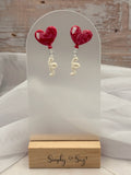 Red Heart Balloon with String Dangle Earrings
