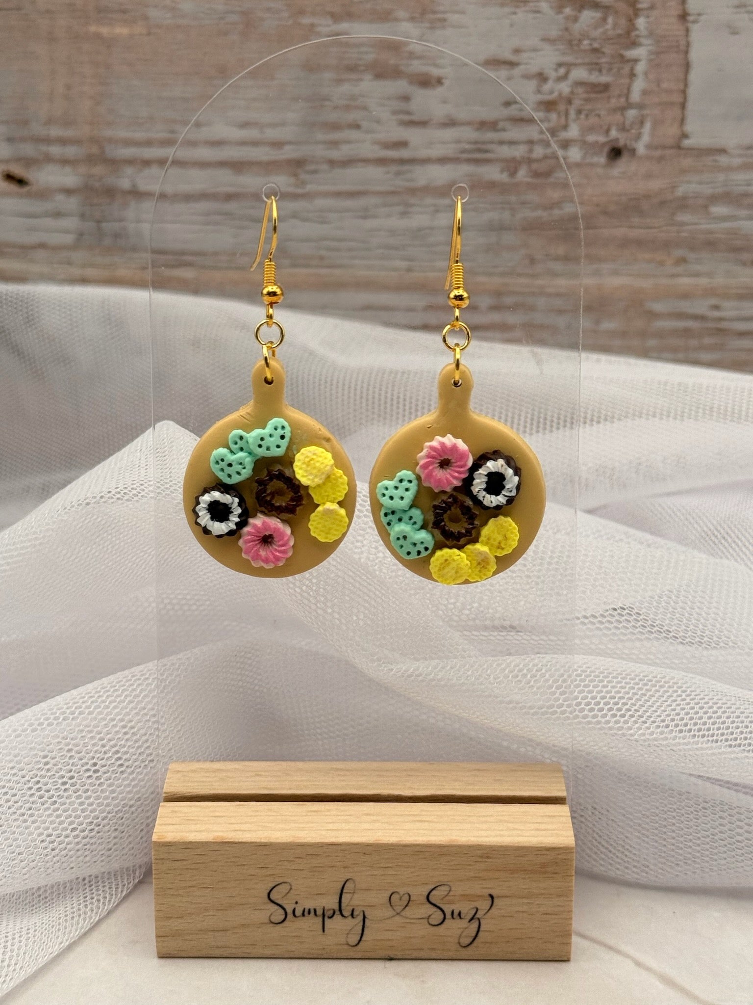 Cookie Platter Round Dangle Earrings
