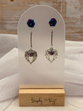 Angel Wing Heart Crystal Dangle Earrings