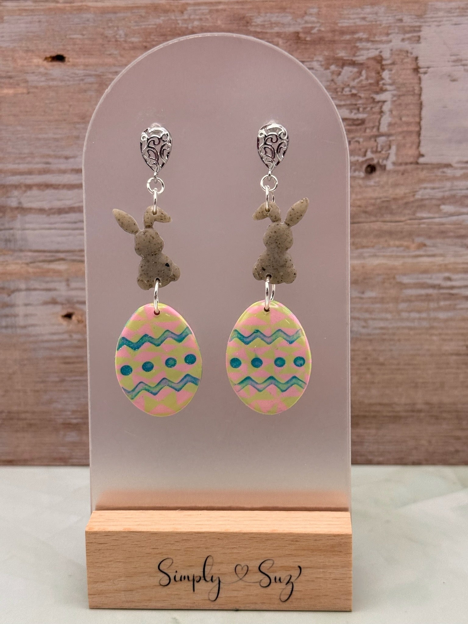 Easter Bunny and Egg Dangle Earrings