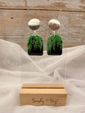 Northern Lights Forest Arch Silver Round Stud Dangle Earrings