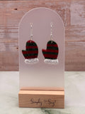 Red & Green Striped Mitten Dangle Earrings