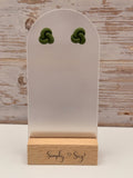 Olive Green Knot Stud Earrings
