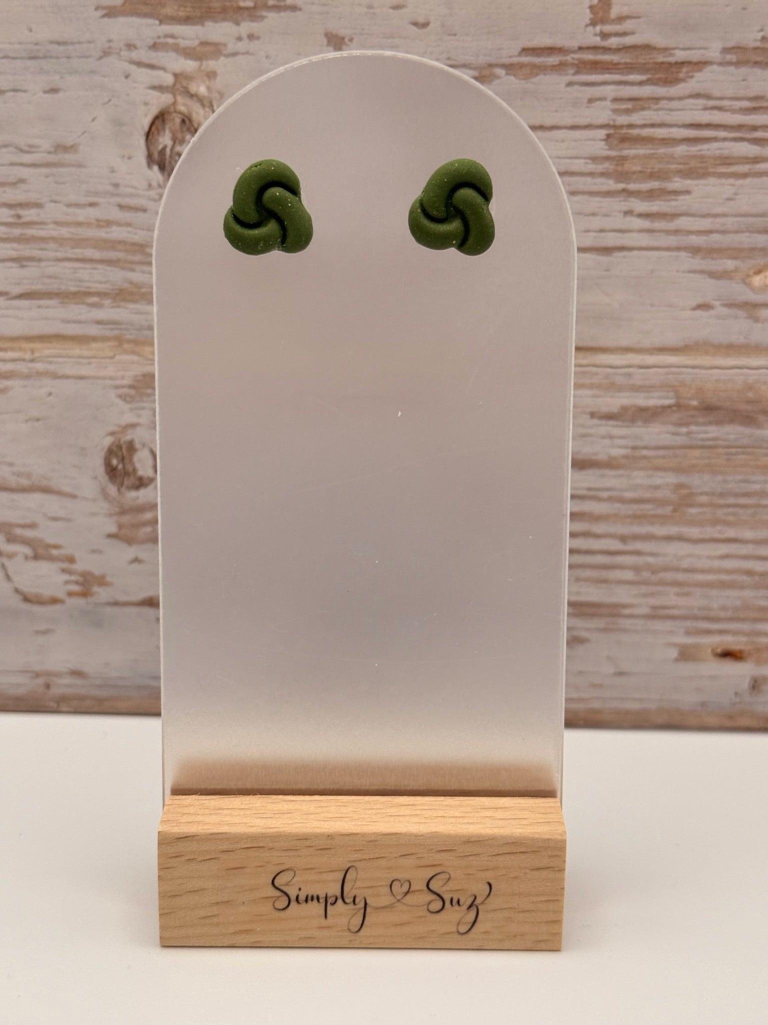 Olive Green Knot Stud Earrings