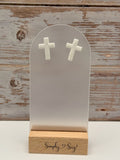 White Speckled Cross Stud Earrings