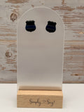 Thin Blue Line Police Badge Stud Earrings