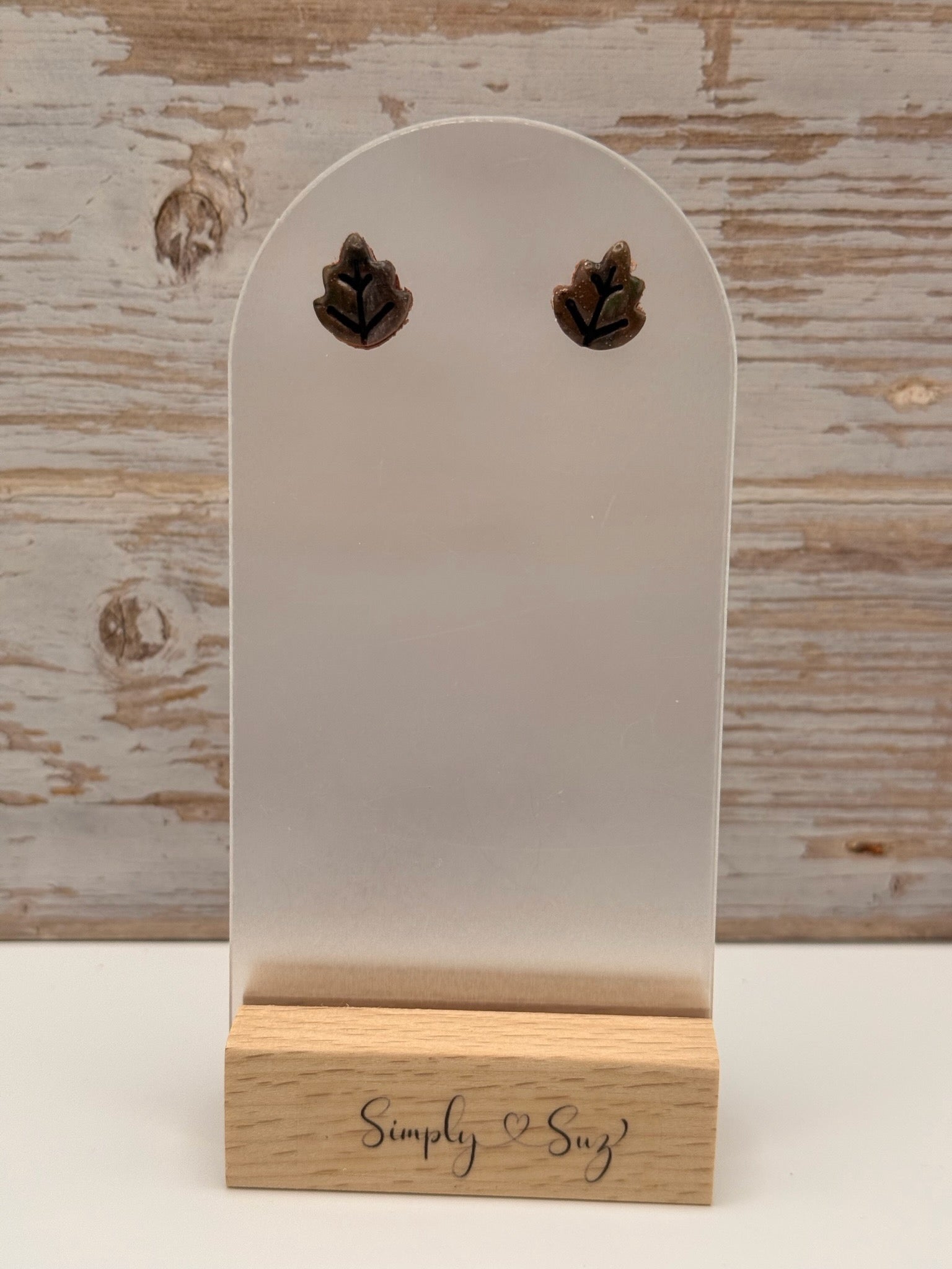 Mini Brown Fall Leaf Stud Earrings