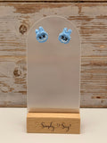 Blue Crochet Bunny Stud Earrings