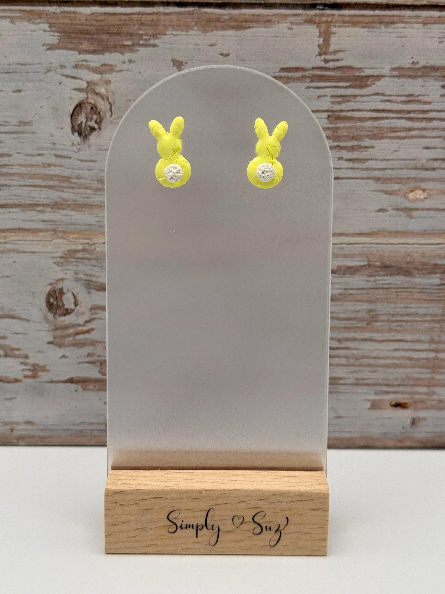 Yellow Bunny Cottontail Stud Earrings