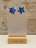 Blue Origami Star Stud Earrings