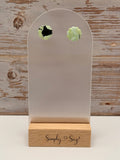 Green & Black Marble Scalloped Stud Earrings