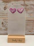 Pink Conversation Heart Studs - Love & Cupid