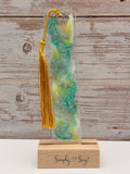 Teal Marble Swirl Resin Bookmark