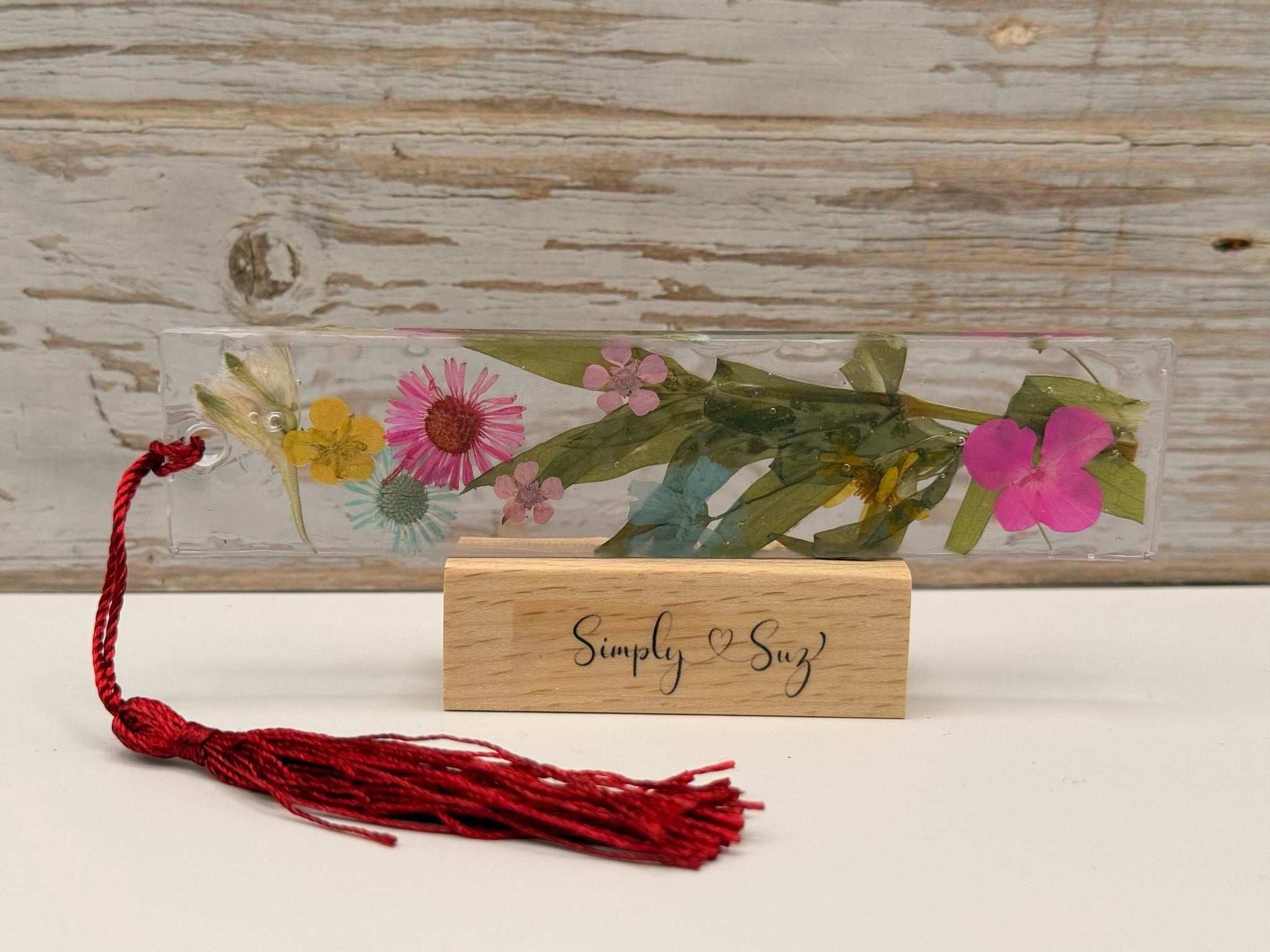 Pink Wildflower Bouquet Resin Bookmark
