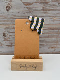 Green Checkered Heart Clay Clip