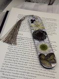 Black and White Pressed Flower Resin Bookmark