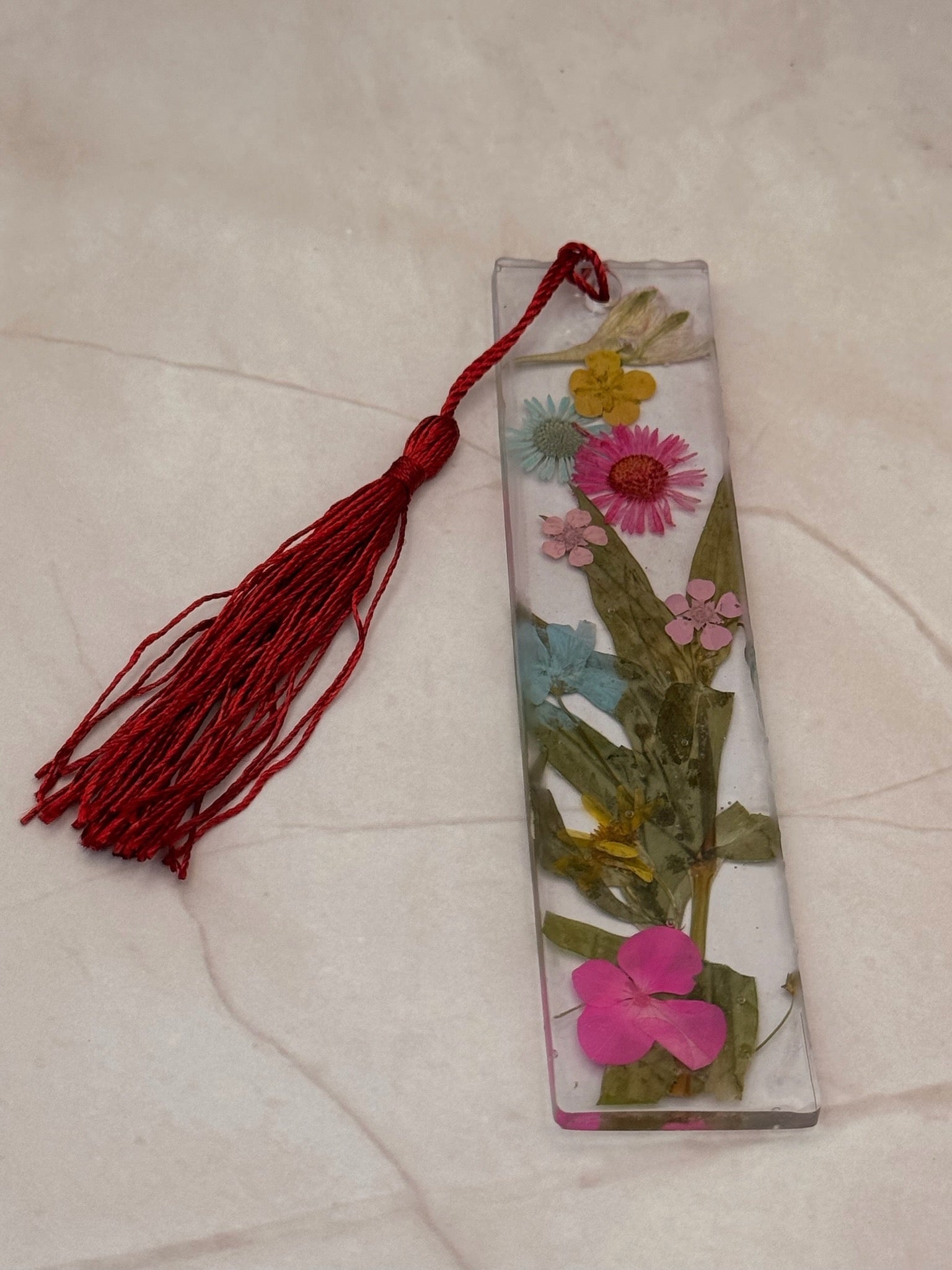 Pink Wildflower Garden Resin Bookmark