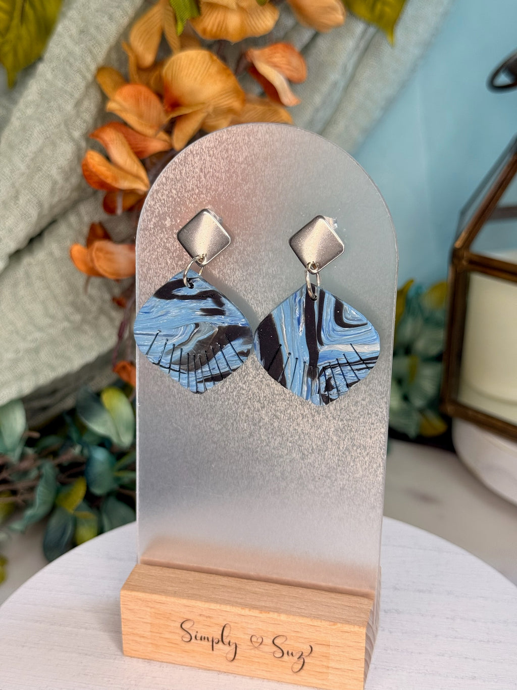 Wild Blue Leaf Dangles