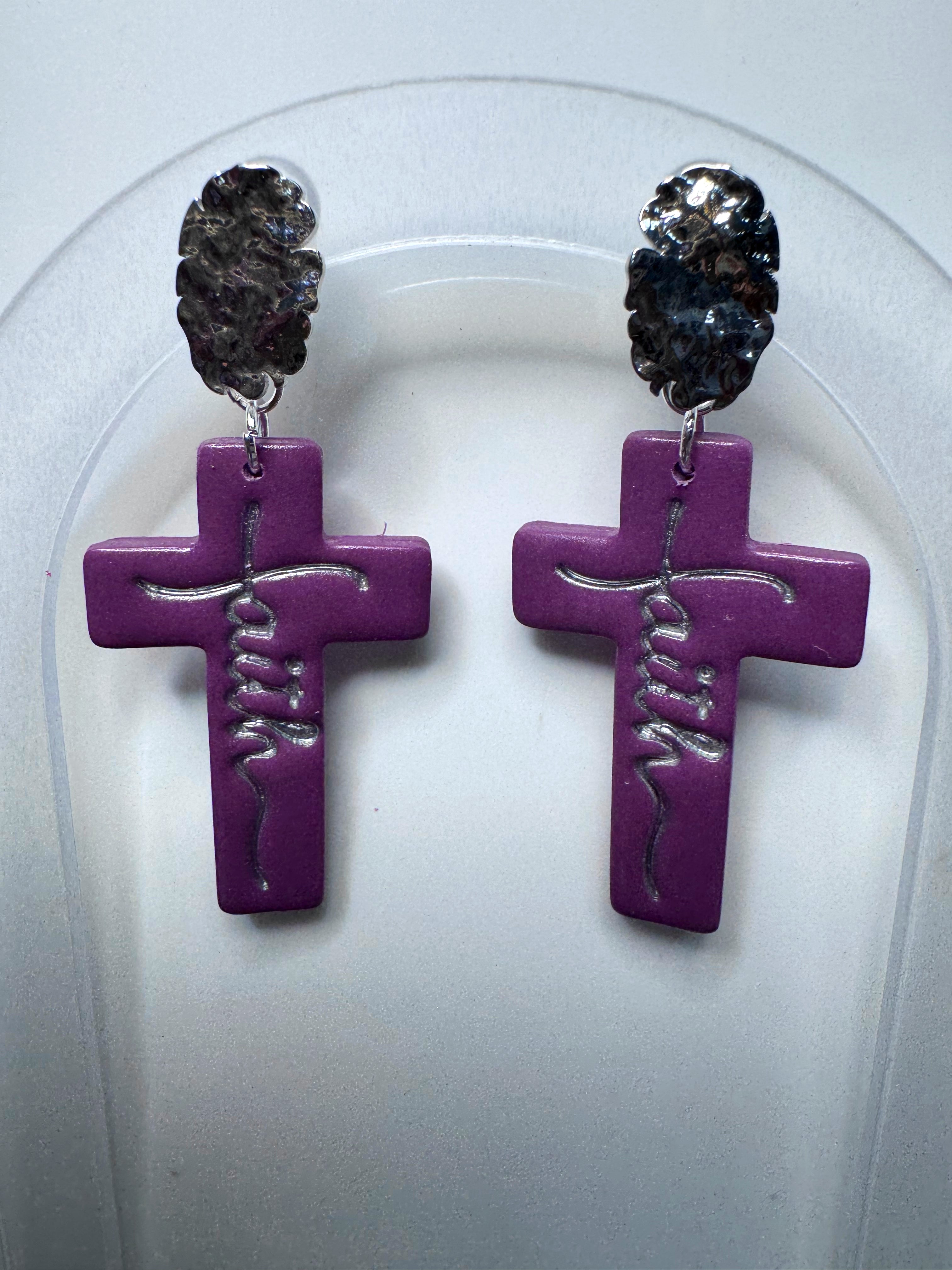 Faith Cross Dangles — Hammered Gold