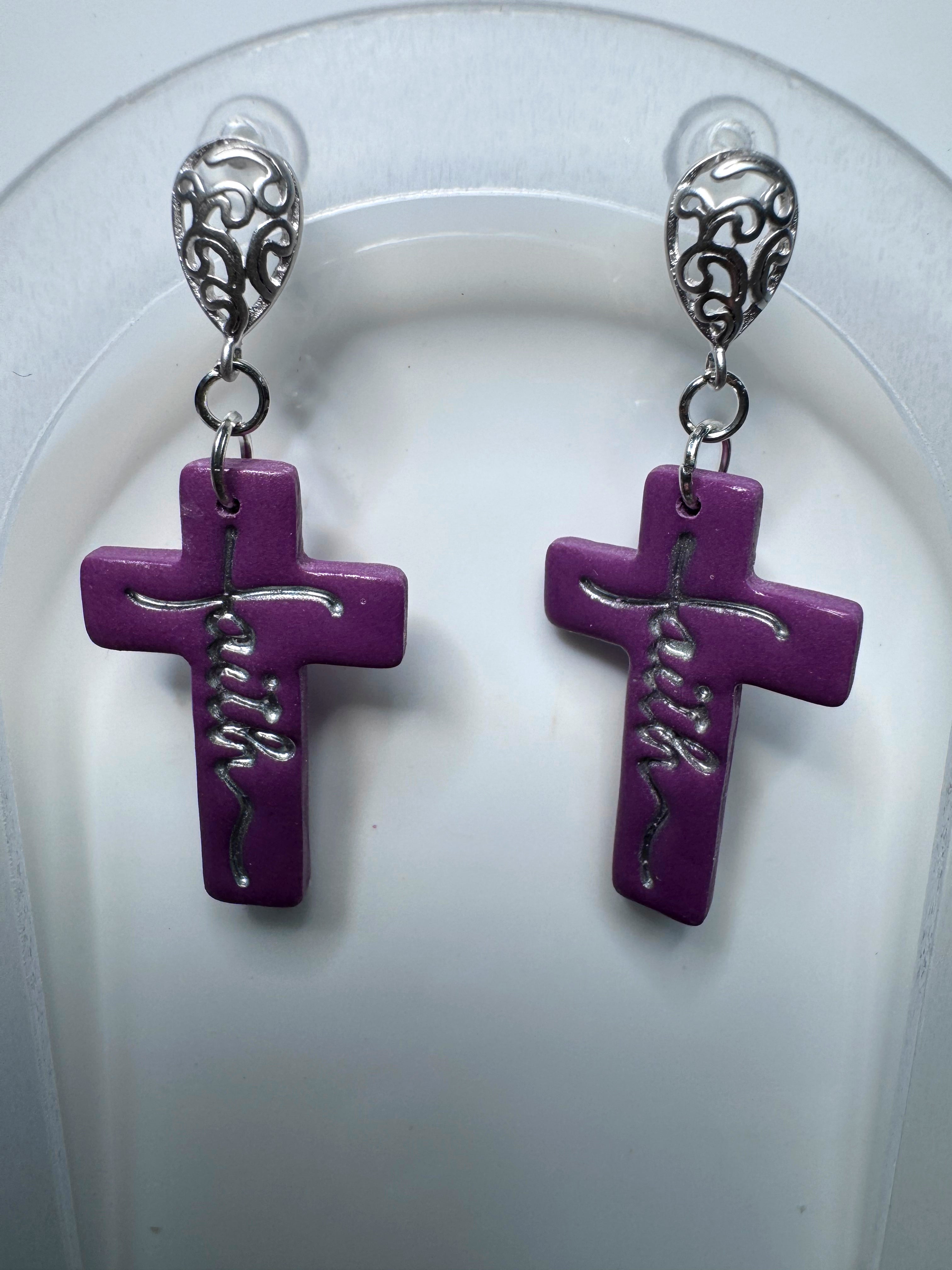 Faith Cross Dangles — Silver Filigree