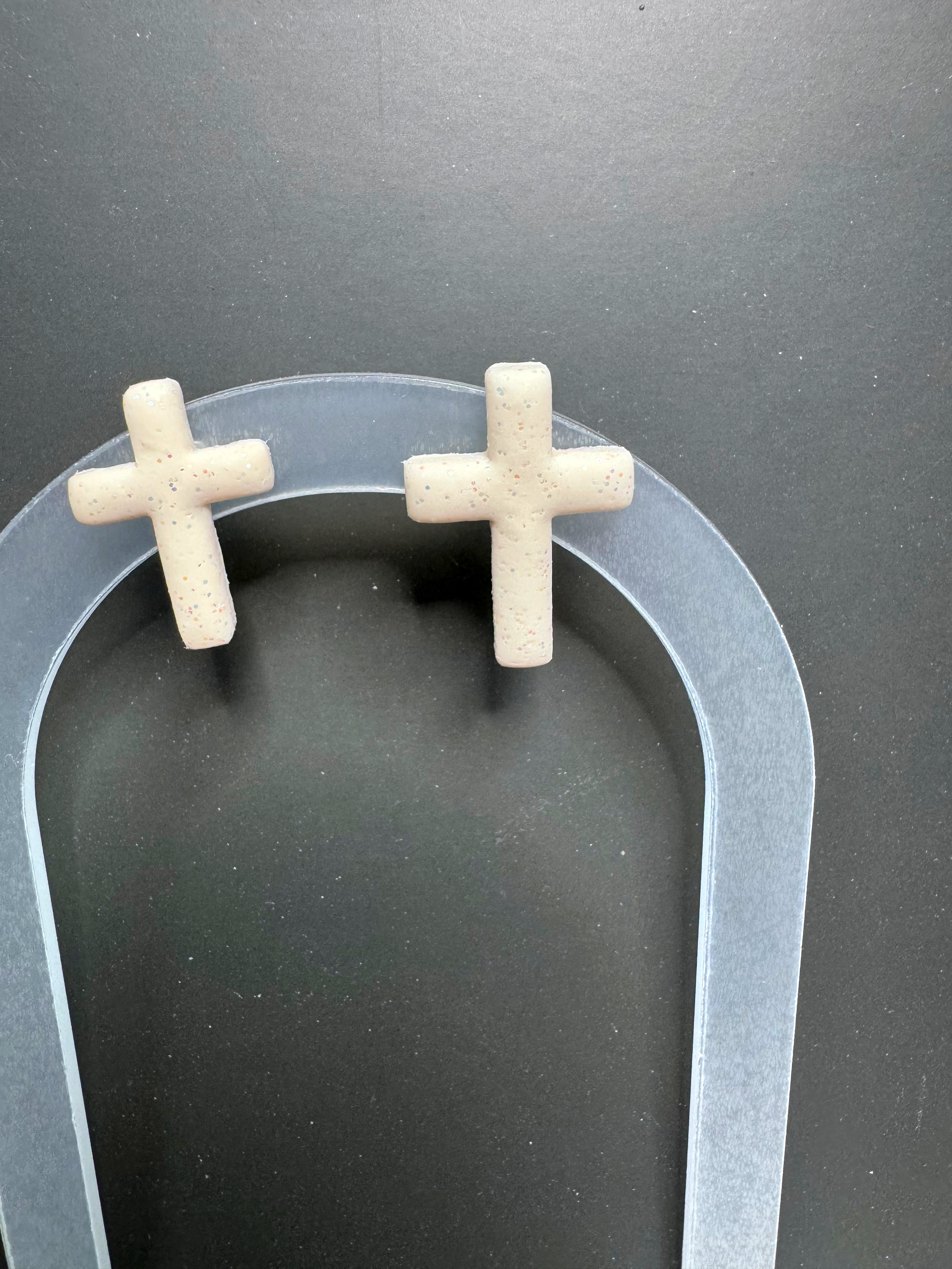 Glitter Cross Studs