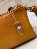 Pink Rose Heart Charm Keychain
