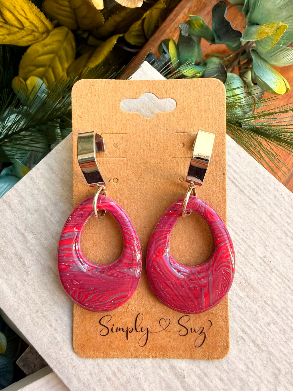 Sangria Swirl Hoops — Gold