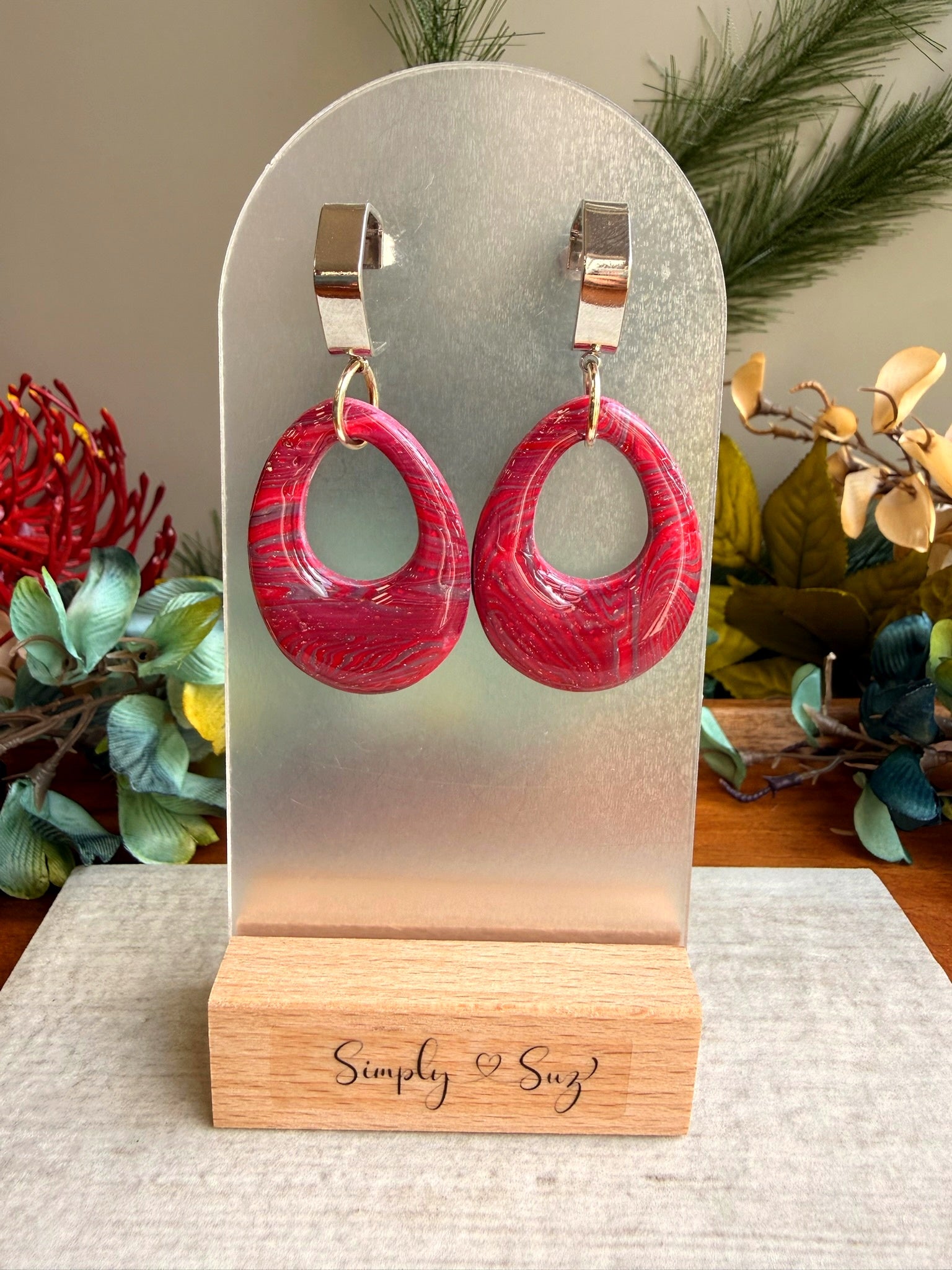 Sangria Swirl Hoops — Gold