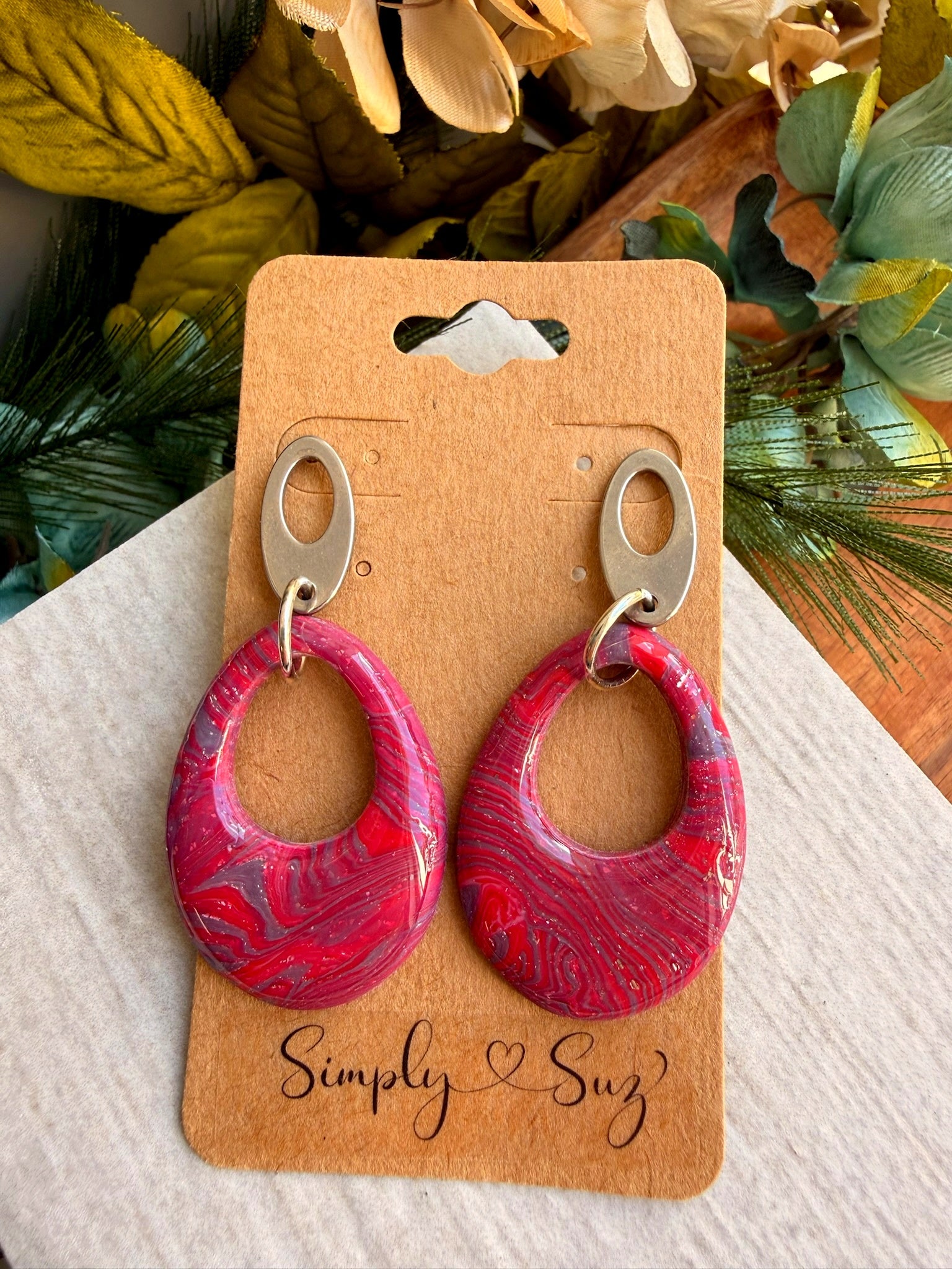 Sangria Swirl Hoops — Silver