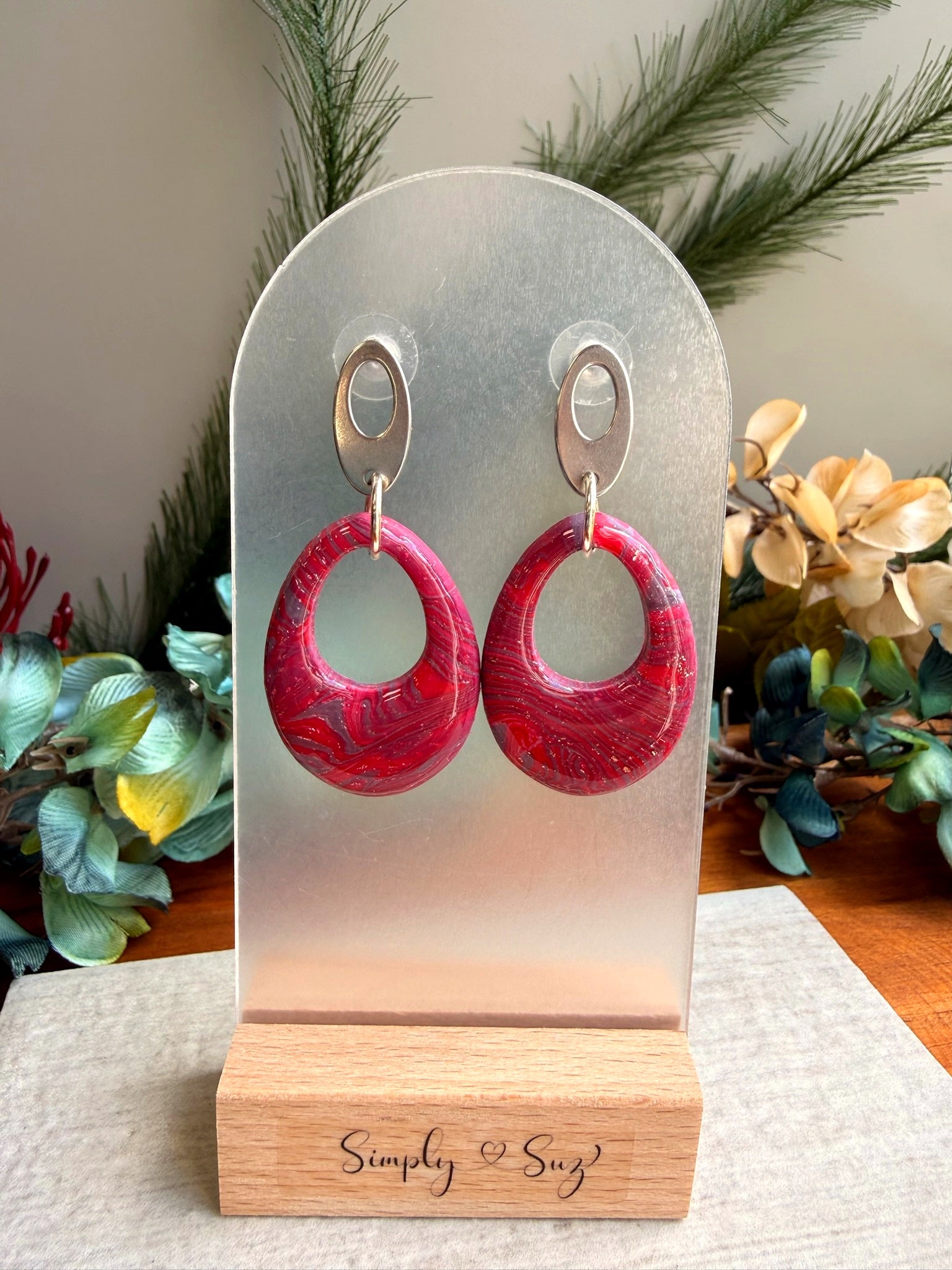 Sangria Swirl Hoops — Silver