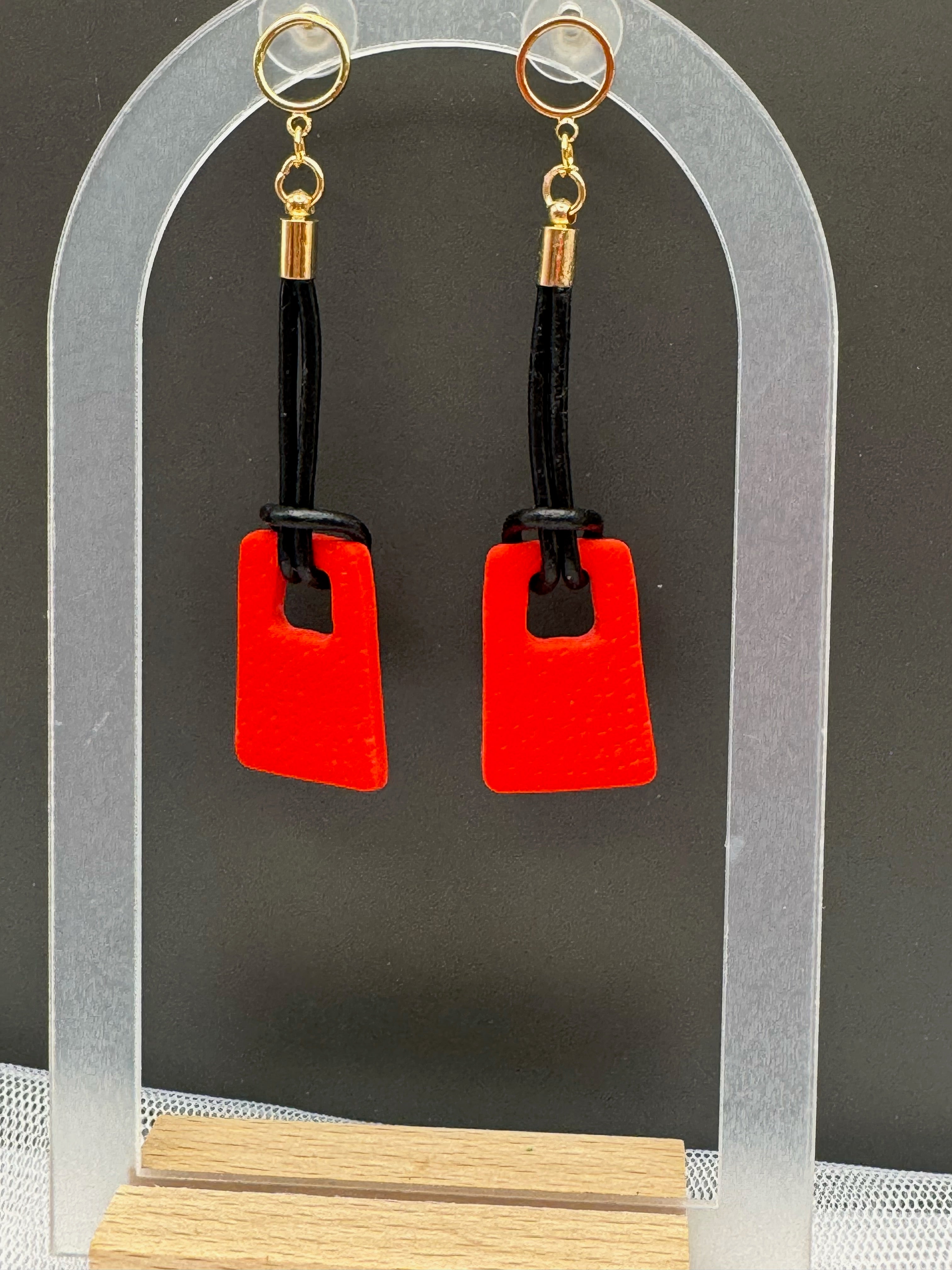 Scarlet Modern Drop Earrings
