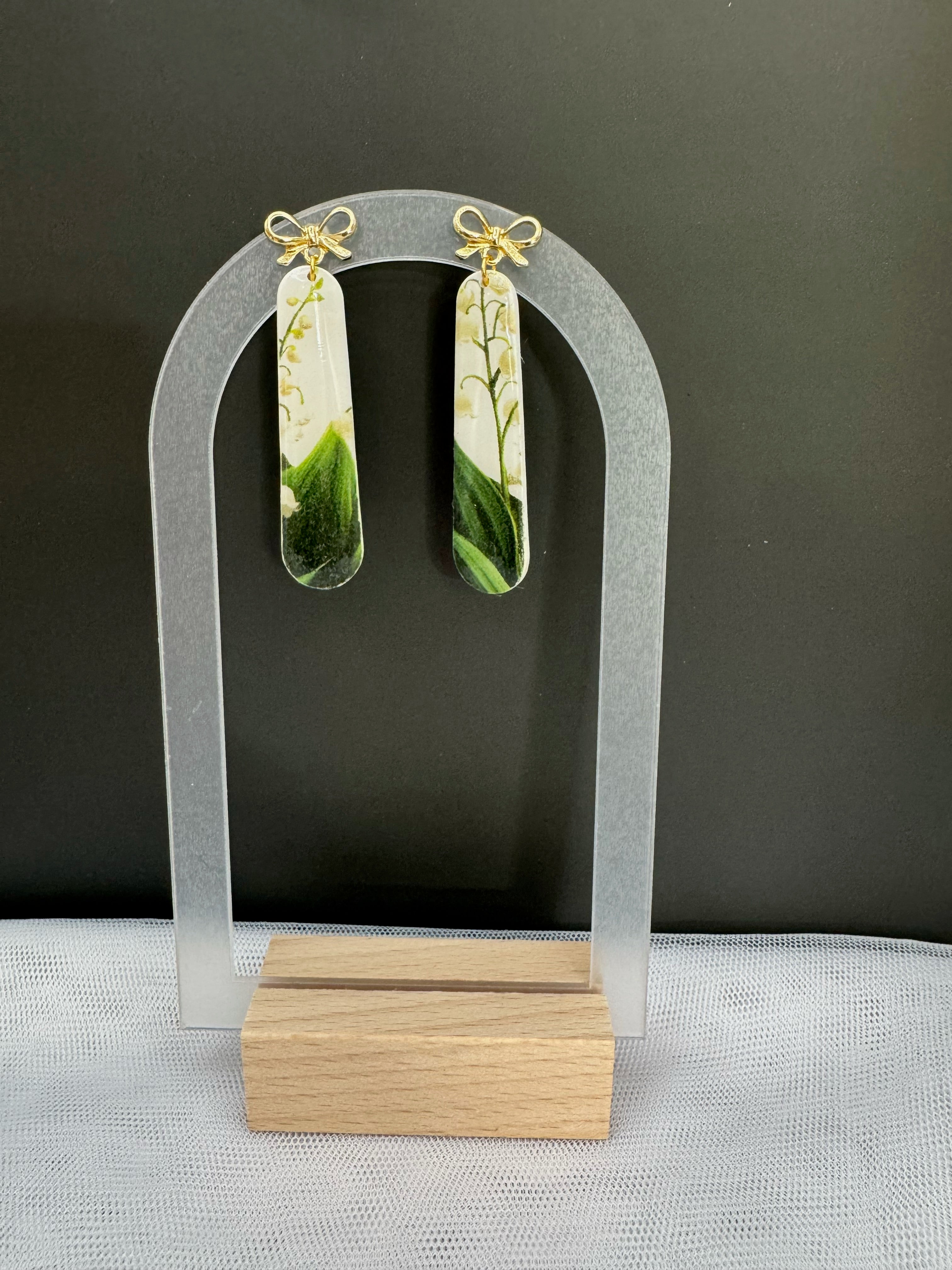 Lily of the Valley Garden Bow Dangle Earrings