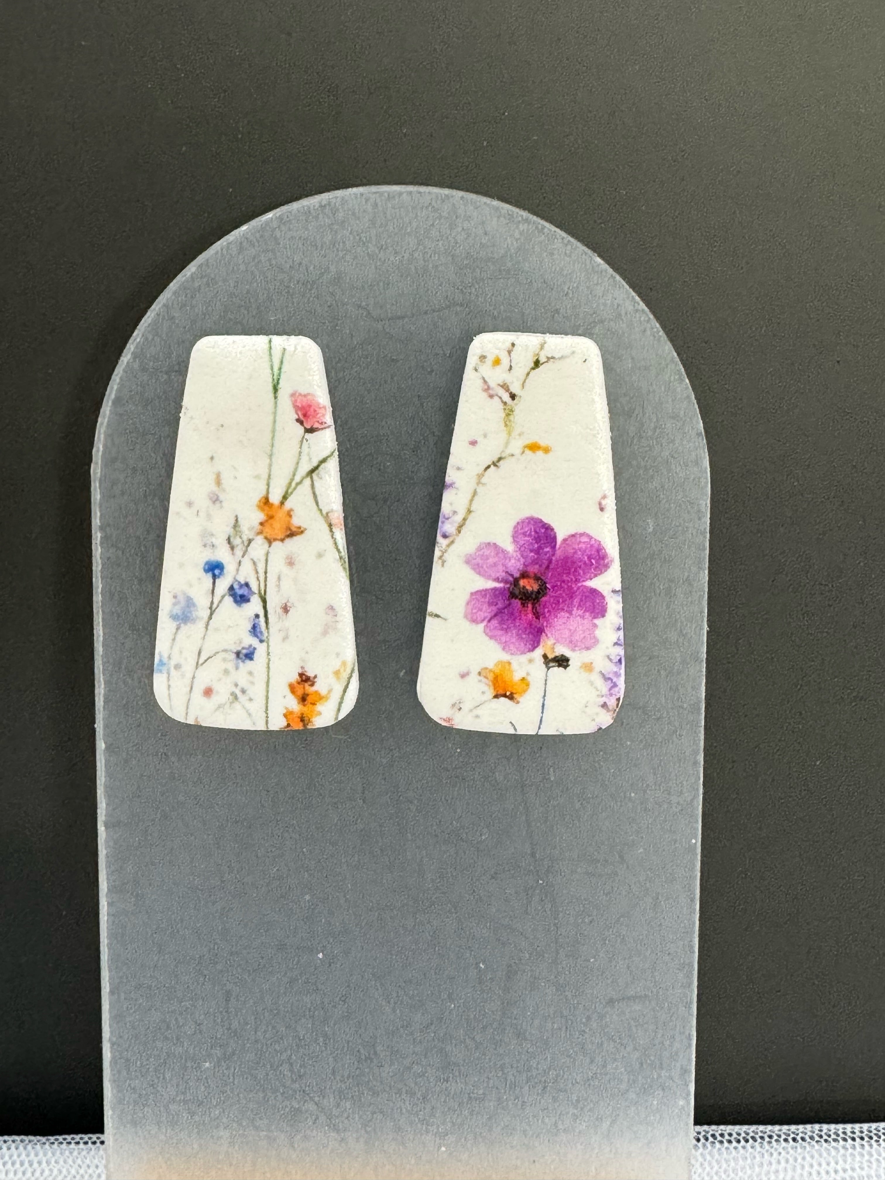 Wild Meadow Floral Rectangle Stud Earrings