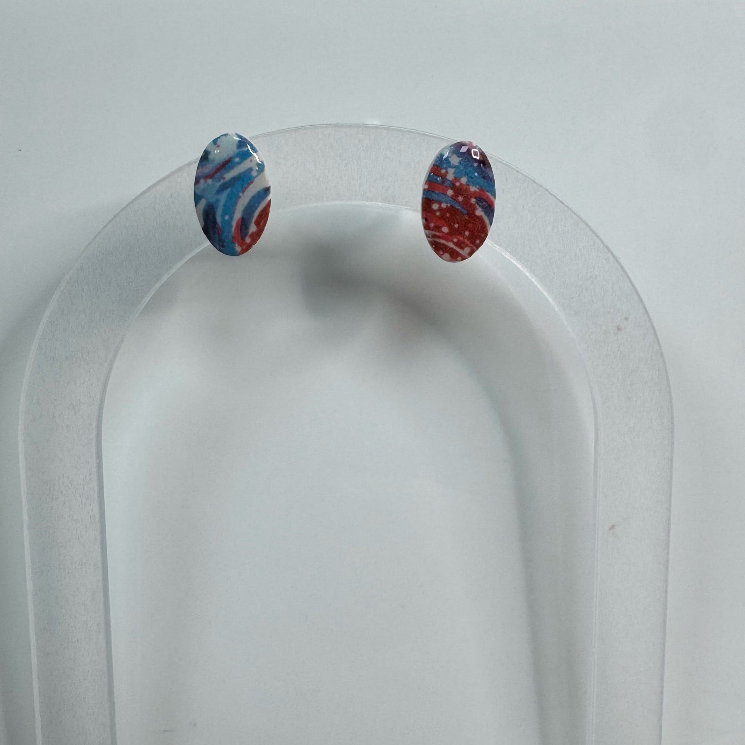 Patriotic Swirl Oval Earrings
