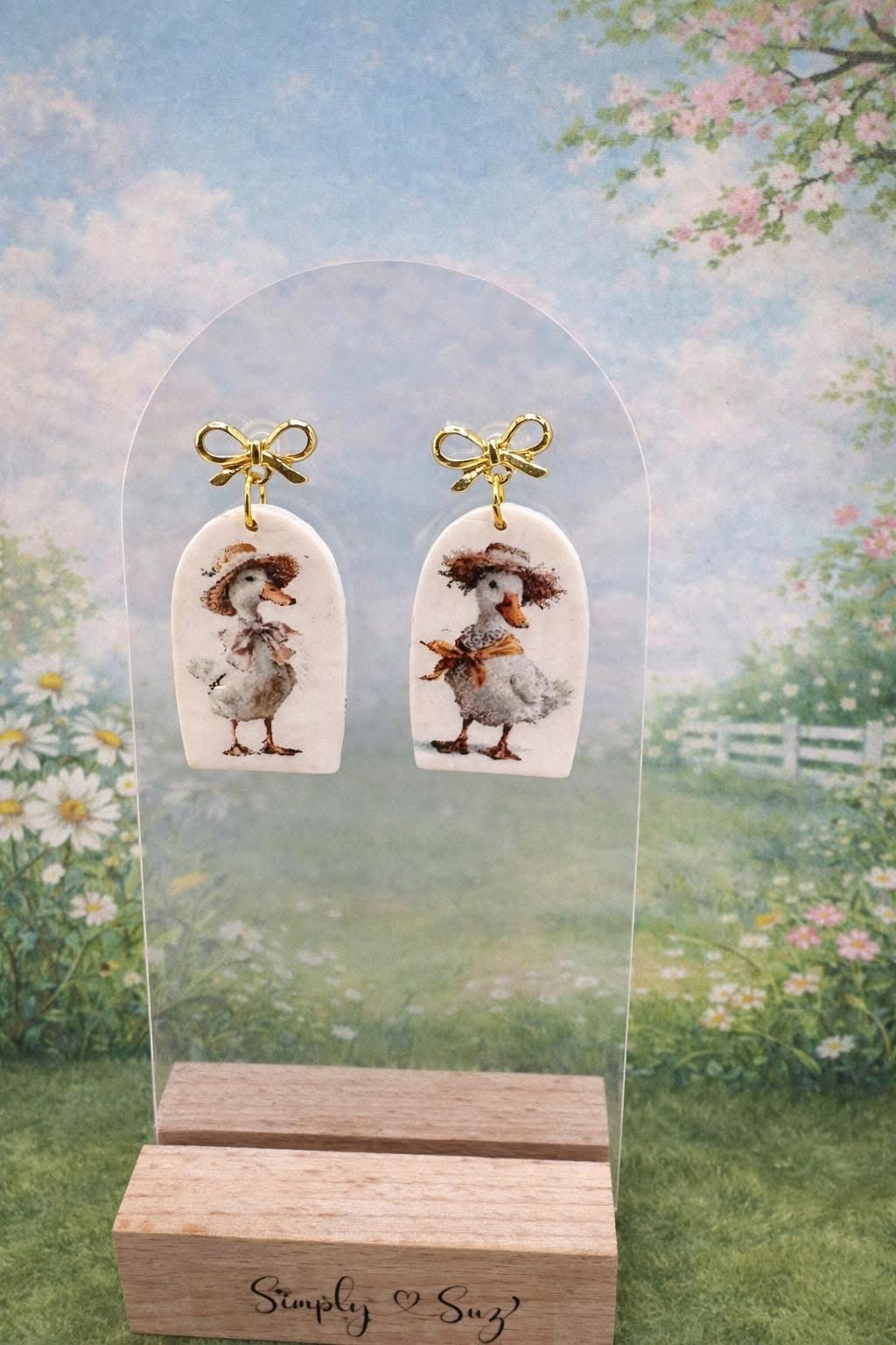 Cozy Duckling Bow Earrings