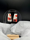 Crimson Petal Trapezoid Dangle Earrings