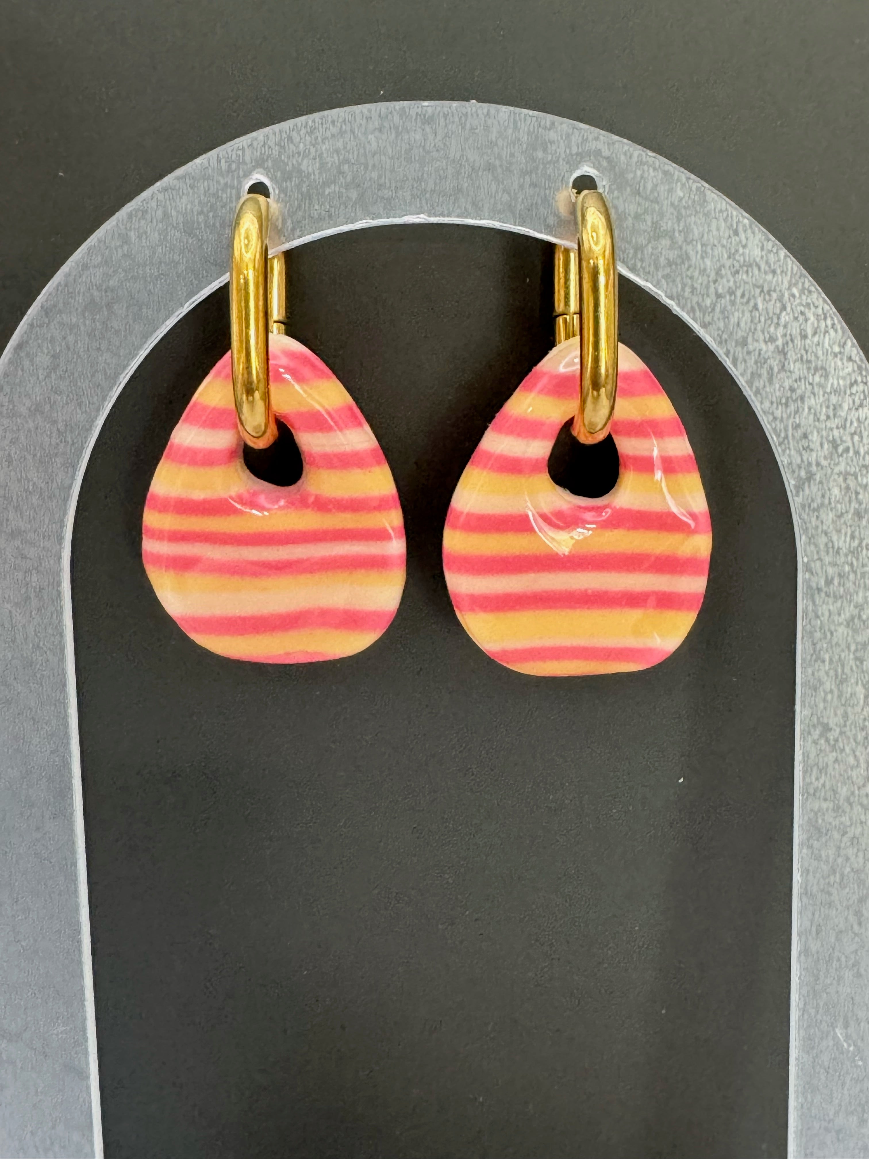 Candy Bloom Striped Flower Drop Earrings