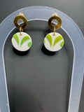 Green Wave Circle Earrings