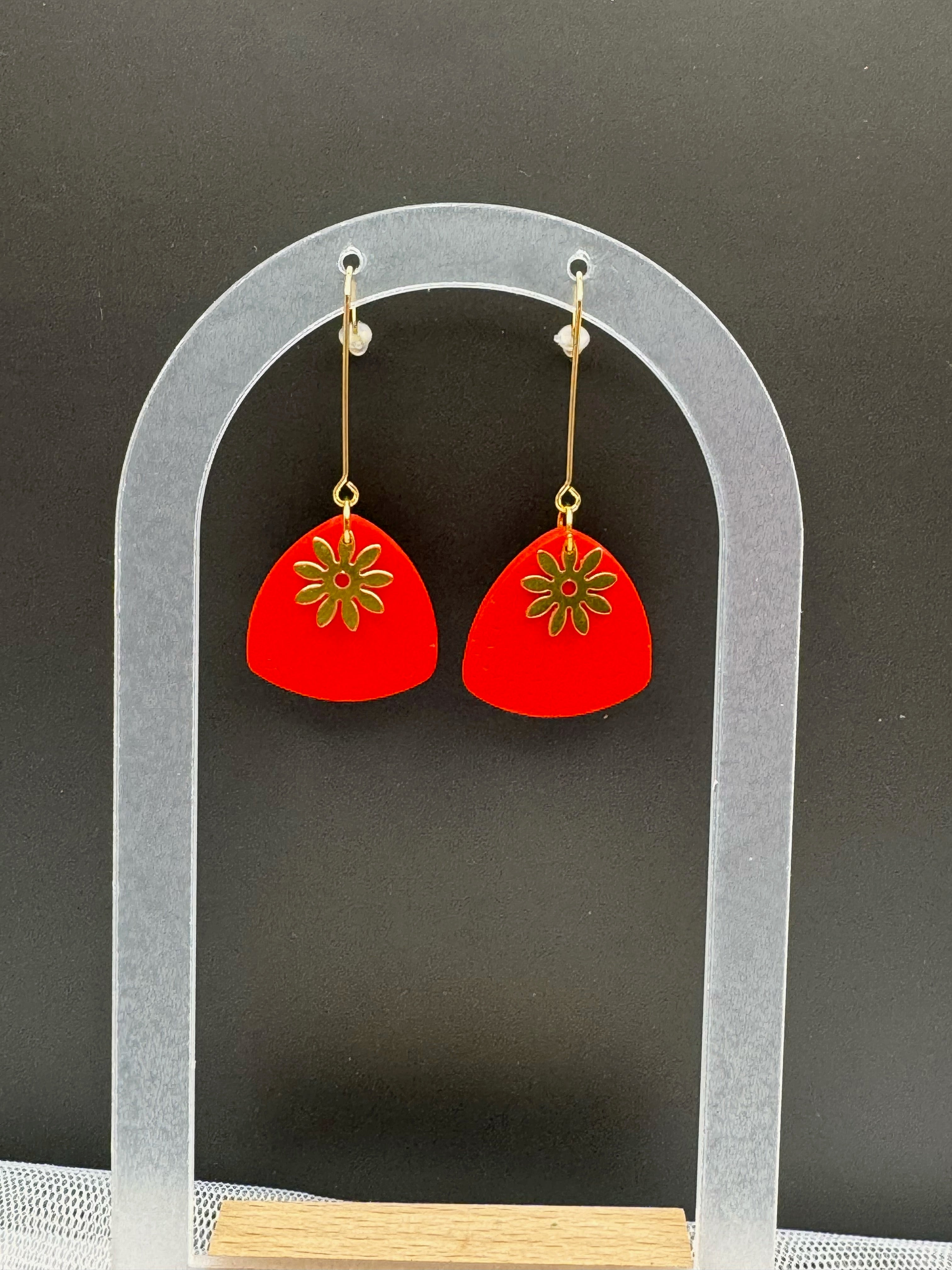 Scarlet Bloom Cutout Earrings