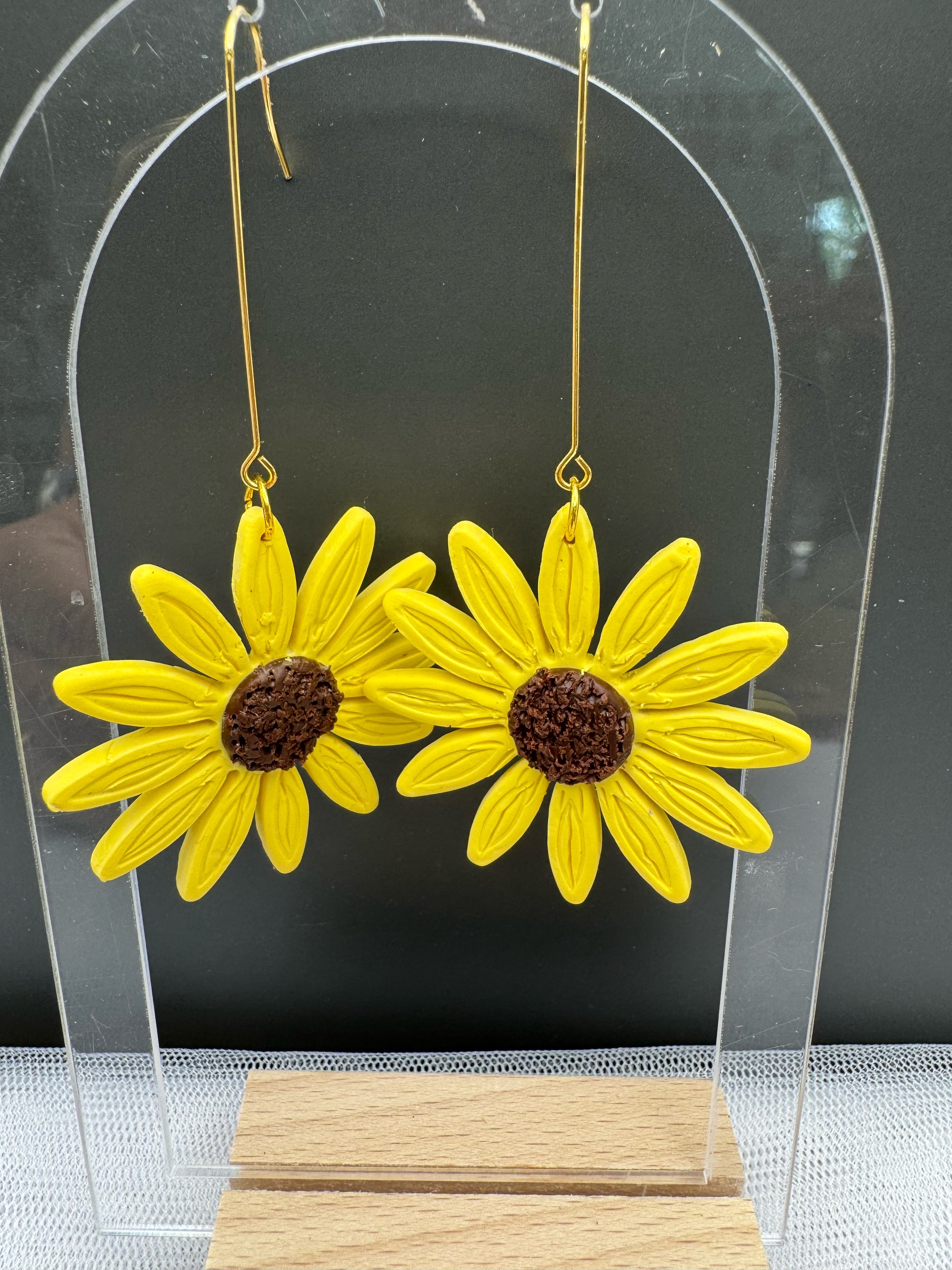 Golden Sunflower Bloom Earrings