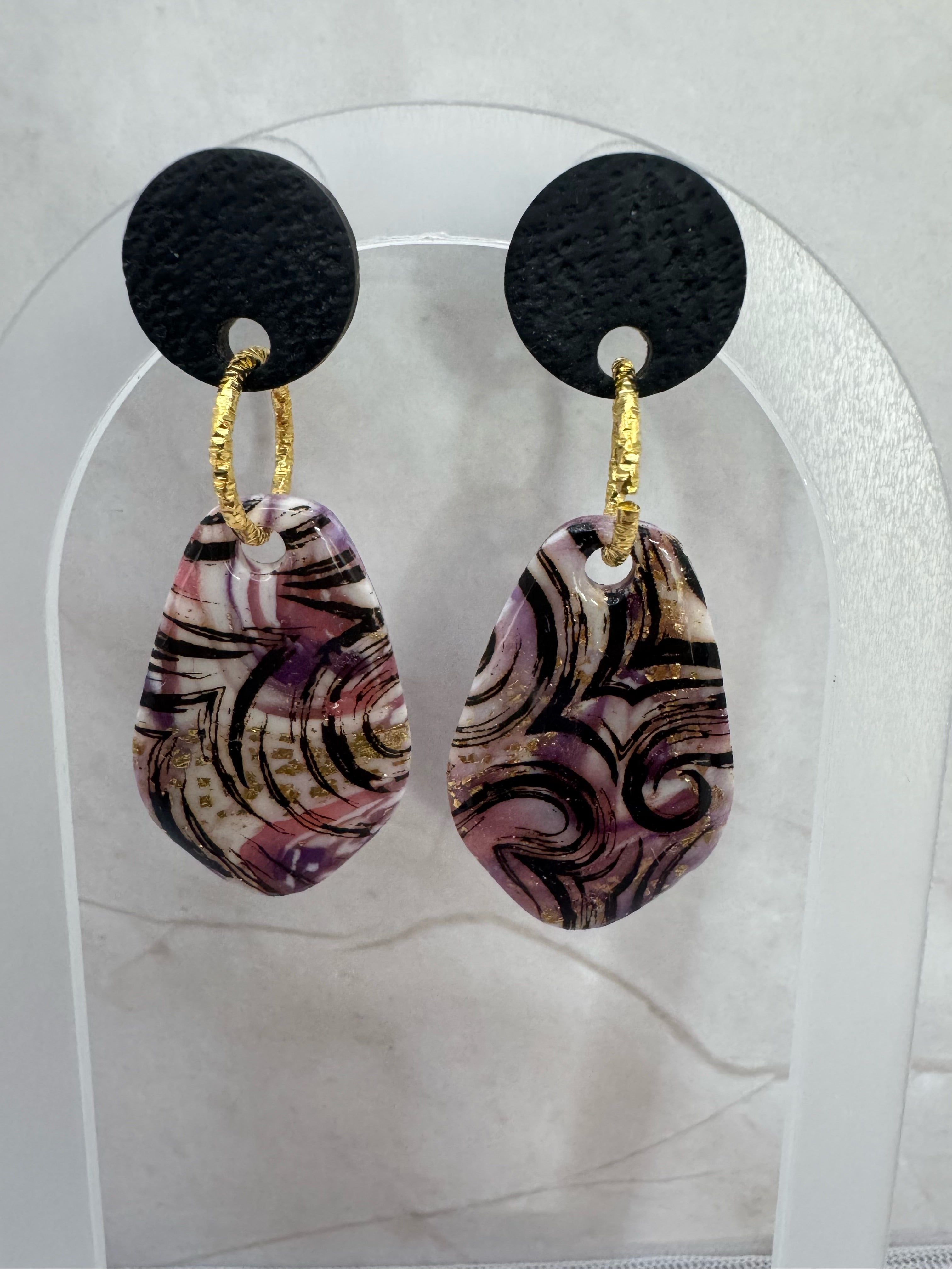 Violet Veil Marble Drop Earrings